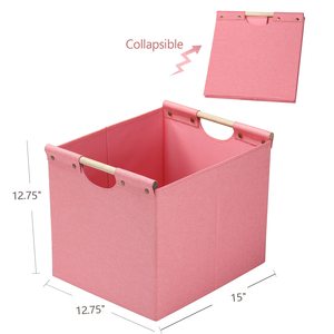 Contenitore portaoggetti in tessuto all'ingrosso con manici in legno e base rigida, pieghevole, per scaffali e armadi - Offerte uniche - Product Image 6