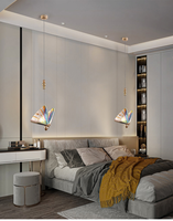 Mode hôtel moderne accrocher plafonnier escaliers décoration acrylique Double face papillon pendentifs lampe lustre