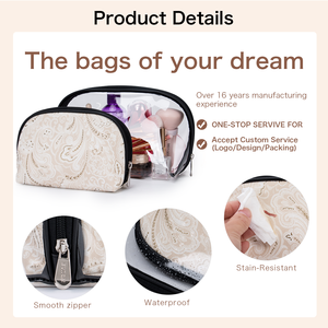 KONCAI Sac de beauté transparent en <span class=keywords><strong>vinyle</strong></span> Trousse à cosmétiques transparente Trousse de toilette de voyage Ensemble 2-en-1 Pochette en tissu brodé en vrac - Product Image 5