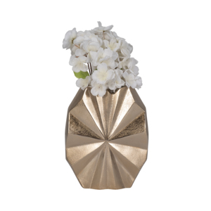 Vaso Geometrico in Metallo, Centrotavola Decorativo Moderno e Texturizzato per Soggiorno - Product Image 2