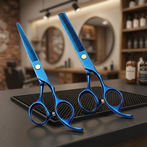 Ciseaux à cheveux professionnels pour droitiers en acier inoxydable ultra-affûtés, finition miroir, lames dentelées 28 dents - Product Image 4