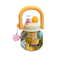 Nouvelle gourde portable transparente à grande capacité avec paille, au design mignon, pour enfants