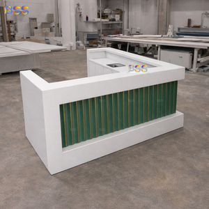 Barra de <span class=keywords><strong>Bar</strong></span> Moderna para Restaurante, Personalizada, de Corian Blanco y Azulejos de Cerámica Verde, en Forma de L, para Clubes Comerciales, Eventos, Cafeterías, Hoteles - Product Image 6