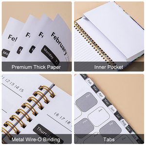Agenda con Cubierta con Estampado Floral A5 2027, Planificador Diario, Semanal y Mensual, Cuaderno de Notas, Encuadernación con Espiral - Product Image 5