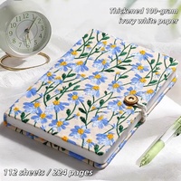 Carnet Tissu Brode Marguerite A5 Couverture Rigide Journal Floral Fait Main Cahier pour Bureau Ecole Cadeau Papeterie