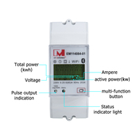 Medidor de Energía Monofásico de 60A con Protocolo Modbus-TCP, Wifi 2.4g, Montaje en Riel DIN, con Relé Magnético para IoT