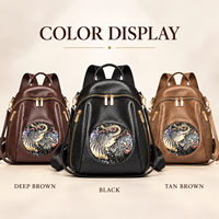 Sac à dos pour femme en cuir PU texturé, motif éléphant imprimé, fermetures éclair dorées, pour usage quotidien, OEM ODM, vente en gros, MOQ 10 pièces