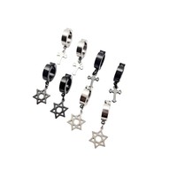 Clips d'oreille élégants anti-décoloration en forme de croix hexagramme, sans perçage, pour hommes, design créatif, boucles d'oreilles en acier inoxydable, bijoux d'oreille, vente en gros