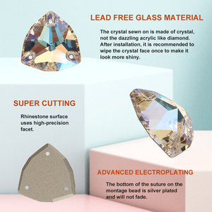 โรงงานมูนไลท์ YHB ขายส่งโดยตรง คริสตัลแก้วทรงสามเหลี่ยมขนาด 12 มม. 16 มม. 22 มม. คุณภาพสูง มีมากกว่า 30 สี สำหรับเย็บติด - Product Image 2