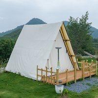 Tente de safari de luxe en toile en forme de A, 4x5m, double, quatre saisons, imperméable, pour camping en plein air, hôtel, resort, glamping, petite taille