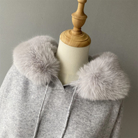 Ensemble deux pièces de luxe décontracté en tricot pour femme, pull à capuche avec col en fausse fourrure, coupe ample, doux, en laine, pour l'automne et l'hiver