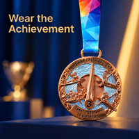 Médaille de sport OEM ODM personnalisée, vente en gros directe d'usine, médaille de troisième place en bronze, médaille de vainqueur à facettes en émail gaufré pour les courses de rame