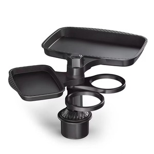 Plateaux de voiture rotatifs à 360 degrés avec porte-gobelet et support de téléphone, type à clipser pour console centrale, en plastique - Product Image 1