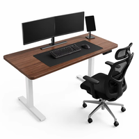 Bureau électrique en bois massif d'albizia certifié CE - Table réglable en bois naturel de qualité supérieure pour espaces de travail haut de gamme