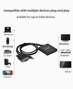 Convertisseur vidéo GC <span class=keywords><strong>VGA</strong></span> vers HDMI avec <span class=keywords><strong>audio</strong></span> USB intégré (prise en charge 1080P) - Product Image 2