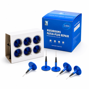 Insert de réparation de <span class=keywords><strong>pneu</strong></span> Blue Mushroom Patch Plug avec tige de guidage en acier et outil manuel pour un étanchéité sécurisée des pneus <span class=keywords><strong>tubeless</strong></span> de voitures et camions - Product Image 1