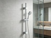 Barre de douche murale moderne en acier inoxydable 201 chromé avec support réglable pour douchette à main
