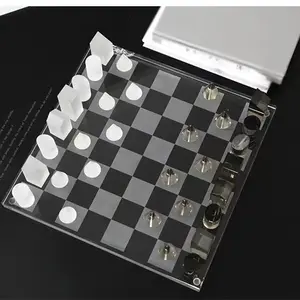 מכירה לוהטת יוקרה סגנון מותאם אישית k9 קריסטל בינלאומי שחמט עם לוח שחמט מודרני אמנות אוסף בית וילה קישוט
