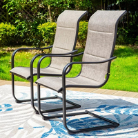 Chaises de salle à manger d'extérieur ergonomiques et modernes en fer, rembourrées, avec ressorts en C, en textilène, supportant une capacité de 160 kg, pour chambre, cour, villa
