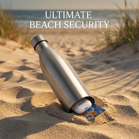 Bouteille d'eau sécurisée de 750 ml avec compartiment secret au fond, en acier inoxydable, pour le stockage dissimulé, idéale pour la salle de sport