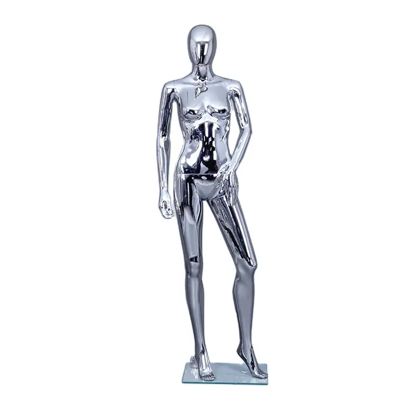 Fashion Female Electroplate Full Body for Wedding Display Mannequin Clothes Window Display Plastic Women Silver Stand Plus Size