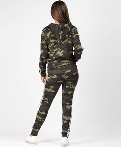 Conjunto Deportivo de 2 Piezas para Mujer PIHA SPORTS, Diseño Personalizado, Estampado de Camuflaje, Chaqueta con Franja Lateral y Leggings para Invierno - Product Image 3