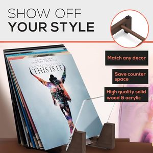 <span class=keywords><strong>KAIU</strong></span> Vinyl-Schallplatten-Aufbewahrungsständer für 30 Alben 7/12 Zoll Massivholzständer mit Klaren Acrylenden Modernes Nicht-Klappbares Tragbares Regal - Product Image 2
