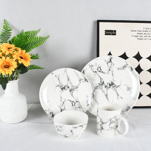 Commercial Marble White Ceramic <b>Dinnerware</b> <b>Set</b> Chip-Resistant & Dishwasher Safe BPA Free FDA/CE Certified <b>for</b> Restaurants - Product Image 4