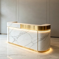 Comptoir de réception en marbre cannelé naturel personnalisable - Meuble d'accueil de luxe pour la décoration des halls d'hôtels et d'appartements - Vente chaude