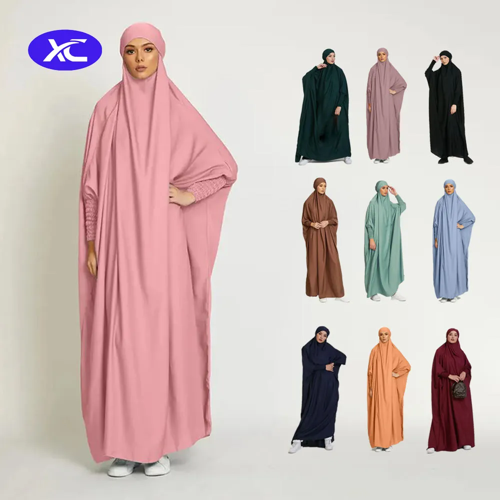 Ramadan Jilbab One Piece Prayer Muslim Women Hooded Modest Dress Dubai Borka Full Cover Khimar Niqab Islamic Hijab Abaya Robe