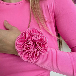 Kaus wanita, atasan kasual lengan panjang motif bunga 3D - Product Image 2