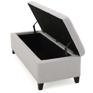 Modern <strong>Bedroom</strong> Furniture Dark <strong>Teal</strong> Linen Fabric Upholstered Storage Bench Soft Ottoman with Padded Seat Bed <strong>Accessories</strong> - Product Image 3