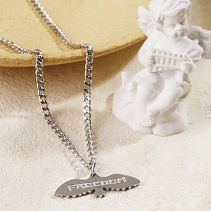 Collar con Colgante de Acero Inoxidable. Cadena de Suéter Estilo Hip-Hop con <span class=keywords><strong>Paloma</strong></span> de <span class=keywords><strong>la</strong></span> Paz y Águila, Apta para Hombres y Mujeres - Product Image 2