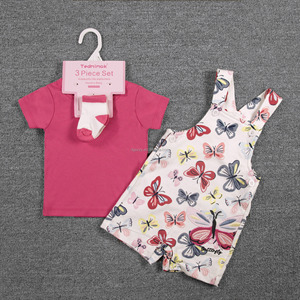 Set di 3 Pezzi Abbigliamento Neonato Estivo con Motivi Cartoon alla Moda, Maglietta a Maniche Corte e Salopette per 6 <span class=keywords><strong>Mesi</strong></span> - Product Image 3