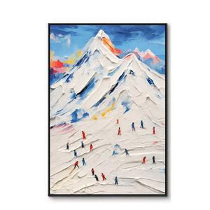 Pintura al Óleo de Paisaje de Montaña Impasto, Pintura a Mano sobre Lienzo con Textura, Pintura Abstracta Minimalista para Pared - Product Image 6