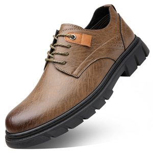 รองเท้าหนังผู้ชายทรงหัวมน ส้นเตี้ย กันลื่น เหมาะสำหรับใส่ทำงานหรือลำลอง พื้นยาง ผลิตที่เวินโจว เจ้อเจียง - Product Image 5