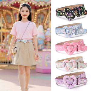 Cinturón Brillante para Niñas con Hebilla <span class=keywords><strong>de</strong></span> Corazón, Cinturón <span class=keywords><strong>de</strong></span> Cuero PU con Lentejuelas, Accesorio <span class=keywords><strong>de</strong></span> Moda para Ropa Infantil, Directo <span class=keywords><strong>de</strong></span> Fábrica - Product Image 1