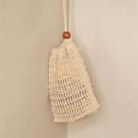 Porte-savon en maille de coton écologique, sac à savon en filet avec cordon de serrage, sac à savon pour la douche avec perle en bois
