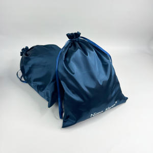 Bolsas de Satén Azul Marino Personalizadas con Cordón, Bolsas de Compras de Algodón - Bolsas de Satén de Seda de Lujo para Ropa de Cama y Almohadas - Product Image 4