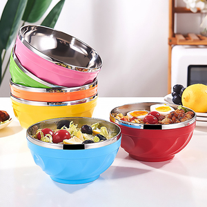 Trending products 2022 new arrivals bowl set, korean rice bowl leakproof stainless steel colorful plastic bowl