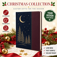 Carnet de notes personnalisé WANGHAN, couverture rigide en papier A5, bicolore, motif sapin de Noël, prune marine et or, 80 feuilles, cadeau d'entreprise