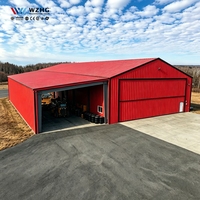 Hangar d'avion préfabriqué en acier à faible coût GALPAO INDUSTRIAL, abri de stockage métallique modulaire, auvent