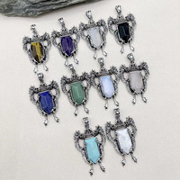 Bijoux en gros Accessoires Bouclier Forme Double Dragon Charme Pierre Naturelle Guérison Oeil de Tigre Cristal Pendentifs pour Hommes c