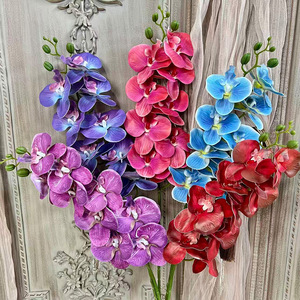 Bouquet de fleurs artificielles en soie, orchidée Phalaenopsis à neuf têtes, pour décoration intérieure et arrangements de mariage - Product Image 1