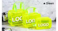 Sac cosmétique en maille transparente sur mesure, taille moyenne, fermeture éclair, organiseur de maquillage portable avec poignée souple pour les voyages