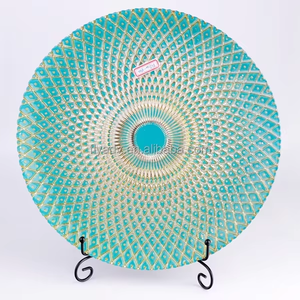 Piatti di Vetro <span class=keywords><strong>Turco</strong></span> Antico Rotondi Usa e Getta all'Ingrosso con Puntini Dorati, Stoviglie Sostenibili per Matrimoni e Feste - Product Image 3