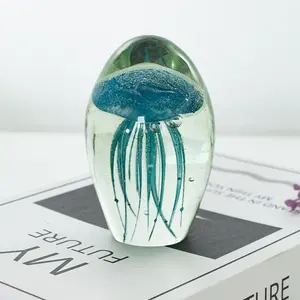 Glass Paperweight Handmade Crystal Book Glass Jellyfish Paperweight