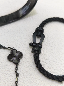 באיכות גבוהה ארבעה עלה תלתן צמיד סט אופנתי שחור נשים חבן הסיטונאי לא לדעוך תכשיטים lux - Product Image 3