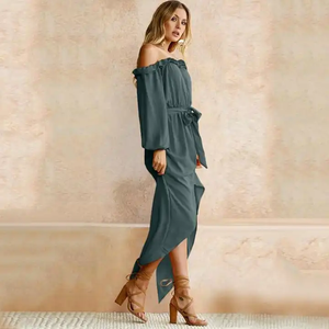 เดรสแม็กซี่ลูกไม้ผ้าชีฟองสำหรับผู้หญิงชุดเดรสเซ็กซี่ออกแบบได้ตามต้องการ - Product Image 4