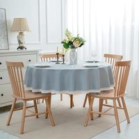 Nappe 100% lin avec bordure en dentelle, ronde, imperméable, anti-taches, infroissable, résistante à l'huile